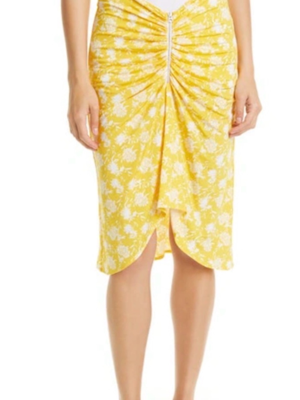 Rag&bone Sabeen Floral-print Zip-front Yellow Floral Ruched Front Pencil Skirt